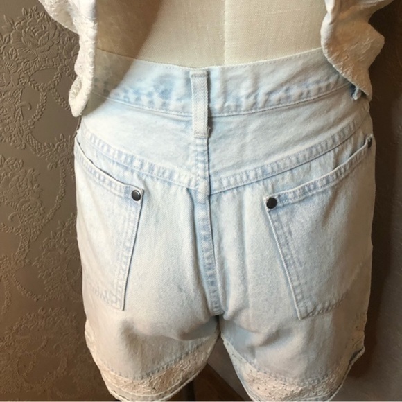 Vintage LA Blues stonewashed lace shorts vest top S 8 - Picture 5 of 8